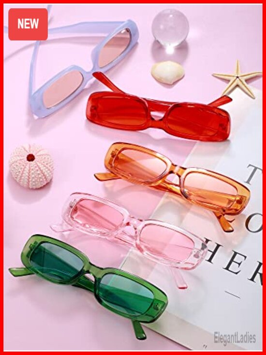 Retro Rectangle Sunglasses for Women Y2K Square Frame Full Coverage UV main image 4